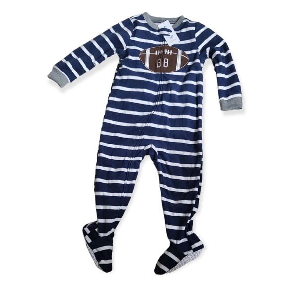 NWT Carters Football  Toddler 1-Piece Cars Fleece Footie PJs - Picture 1 of 3